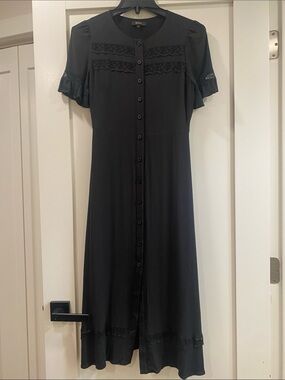 Quince Lightweight Crepe Lace Midi Dress